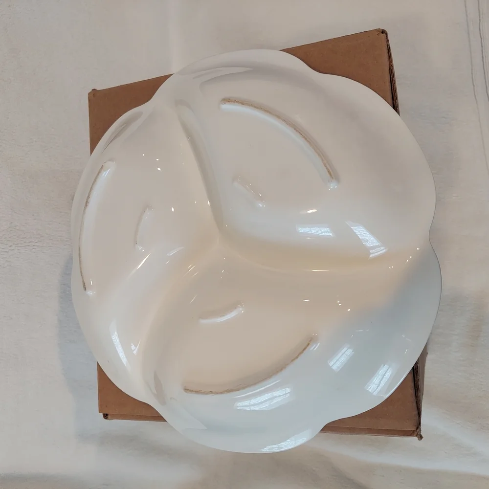 Floral Divided Serving Dish Dip Chip Condiment Bowl 3 Compartments